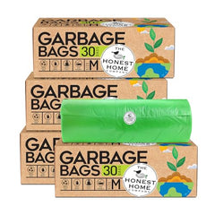 Honest Home Garbage Bags Medium - Green | 120 Bags | 30 Bags x 4 boxes | Leak-Proof & Tear-Resistant | 19 x 21 Inches Drawstring Dustbin Bags