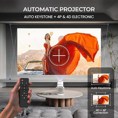 E GATE Atom 3X Projector 4k Ultra HD, Automatic Keystone & Precise Focus, 1080p Native | Rotatable Design | Android 14, Netflix Prime 11,000 Lumens, HDMI-ARC WiFi-6 BT, for Home use Egate