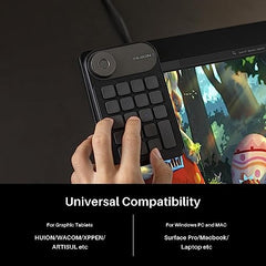 HUION Keydial Mini K20 Bluetooth 5.0 Express Key Remote Control Shortcut Keyboard with Dial 18 Customized Keys for Graphic Tablets, MAC, Laptop, Phone Surface PRO