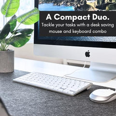 Macally USB Wired Keyboard and Mouse Combo for Mac and PC - Save Space with a Compact Small Mac Keyboard and Mouse for MacBook Pro/Air, iMac, Mac Mini/Pro - Compatible Apple Keyboard and Mouse
