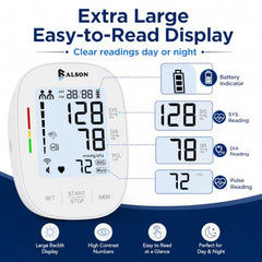 Balson BL-BP-350 Automatic Digital Blood Pressure Monitoring Machine Device for Upper Arm | Large LED Display | Dual User 2×120 Memory | Irregular Heartbeat Detection | One-Touch Operation | Adjustable Cuff 22-42cm | Home BP Machine with 1 Year Warranty