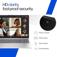 HP 15 Smartchoice, Intel Core Ultra 5 125H 12 TOPS, 24GB DDR5 (Upgradeable) 1TB SSD,Anti-Glare, FHD, 15''/39.6cm,Win11, M365*Office24, Silver, 1.65kg, FD1458TU, FHD Camera w/Shutter, Backlit AI Laptop