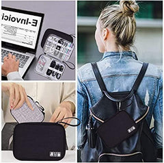 House of Quirk Electronics Accessories Organizer Bag, Universal Carry Travel Gadget Bag for Cables, Plug and More, Perfect Size Fits for Pad Phone Charger Hard Disk (Sky Blue)