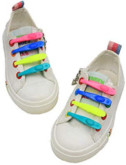 MOMISY Elastic Shoelaces Stretchy Silicone Elastic Special No Tie Shoe Laces for Children and Adults Lazy Tieless Suitable for All Shoes-Light Blue, 14Pcs