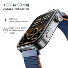 boAt Chrome Endeavour, Premium Metal Body, 1.96”(4.97cm) AMOLED Display,AI Coach Health Insights,Advanced S1 Processor,HRV,VO2 Max,Auto Watchface Refresh, Smart Watch for Men & Women (Fusion Blue)