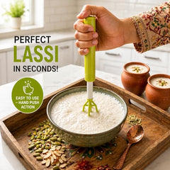 Quick Mixi Hand Push Blender, Manual Egg Beater & Milk Frother for Coffee, Lassi, Buttermilk, Protein Shakes, Kitchen Hand Mixer, Green