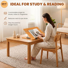 Premium Foldable Laptop Table with Adjustable Angle for Home, Study & Office Use (White, 15x21, Wooden)