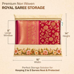 JD FRESH 12 Pcs Large Non Woven Saree Covers For Storage/Saree Bags with Zip/Multi-Purpose Lehenga Storage Bag/Clothes Covers for Dresses/Sarees/Lehengas (14x17 Inch)