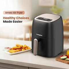 Crompton Ameo Edge 5L Digital Air Fryer, NutriGuard Technology, 10 Preset Menus, Interactive Digital Display, SilentPro Technology, Edge-to-Edge Design,1 Year Warranty (ACGAF-AMEO EDGE 5L)