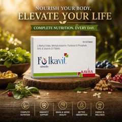 KAVIVA Folkavit L-Methyl Folate, Methylcobalamin, Pyridoxal-5-Phosphate, DHA & Vitamin D3 Tablets | Nutritional Supplement | 10 x 10 Tablets |
