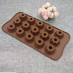 SYGA Silicone Sunflowers & Jelly Shape Chocolate Jelly Candy Mold, Cake Baking Mold, 15-Cavity Bakeware Mould, Brown