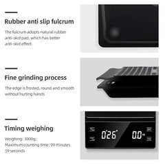 Evolt Digital Coffee Scale with Timer, 0.1 g to 3 kg Precision, for Coffee Brewing and Baking