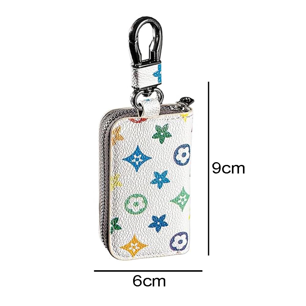 SYGA Leather Car Key Modern Bag Creative Style Car Zipper Fashion Protective Case For Men And Women(Star-White-Style-6)