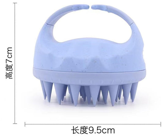 MOMISY Scalp Massager Shampoo Brush, Eco-Friendly Wheat Straw Body With Soft Silicon Bristles, Hair Scalp Scrubber, Scalp Exfoliator | Dandruff Removal (Blue)