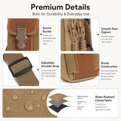 1-Piece Phone Bag for Men, Khaki Waist Pack | Mobile Pouch for Daily Casual Outings, Hands-Free Phone Carrying Accessory