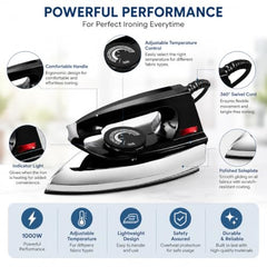 Baltra Casual 750 Watts Dry Iron | Non Stick Coated Soleplate | Light Weight | Adjustable Temperature Control | Cotton Braided Swivel Cord | Press Iron for Clothes | 2 Years Warranty