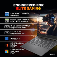 HP Smartchoice Victus, 13th Gen i7-13620H, 6GB RTX 4050, 16GB DDR4(Upgradeable) 512GB SSD, 144Hz, 300nits, 15.6''/39.6cm, Win11, Office24, Mica Silver, 2.3kg, fa2100tx, Xbox Gamepass* Gaming Laptop