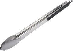 SYGA Kitchen Barbecue Serving Tongs, Stainless Steel Food Tongs, Non-Slip Heat Resistant Handle Cooking Tongs for Cooking Grilling, Salad, Turning and BBQ- Set of 3-23cm,30cm and 35cm, Silver & Black