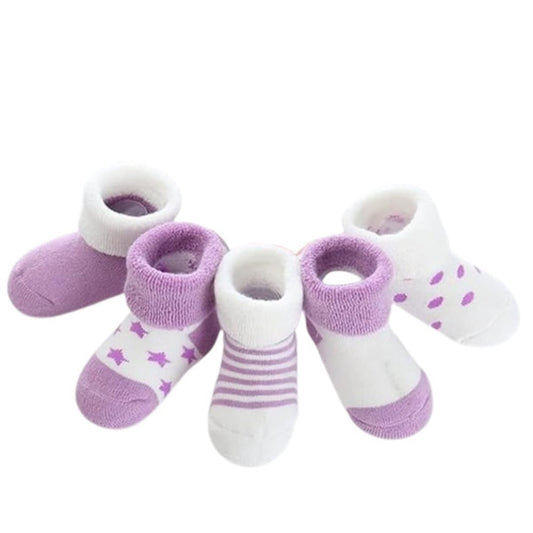 MOMISY 5 Pairs Tube Socks for children Toddlers Infant Baby Girl Boys (Purple, 1 year to 3 year)