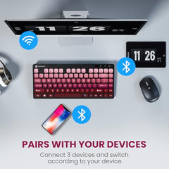 Portronics Bubble Multimedia Wireless Keyboard 2.4 GHz & Bluetooth 5.0 Connectivity, Noiseless Experience, Compact Size for iOS iPad Air, Pro, Mini, Android, Windows Tablets PC Smartphone(Black)