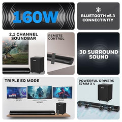 Honeywell Moxie V500 10W Portable USB Wired Soundbar, Speaker for PC,Desktop and Laptop with Volume Control and 3.5 mm AUX,2.0 Channel,52mmX2 Drivers,Plug &Play,2 Yrs Maufacuturer Warranty