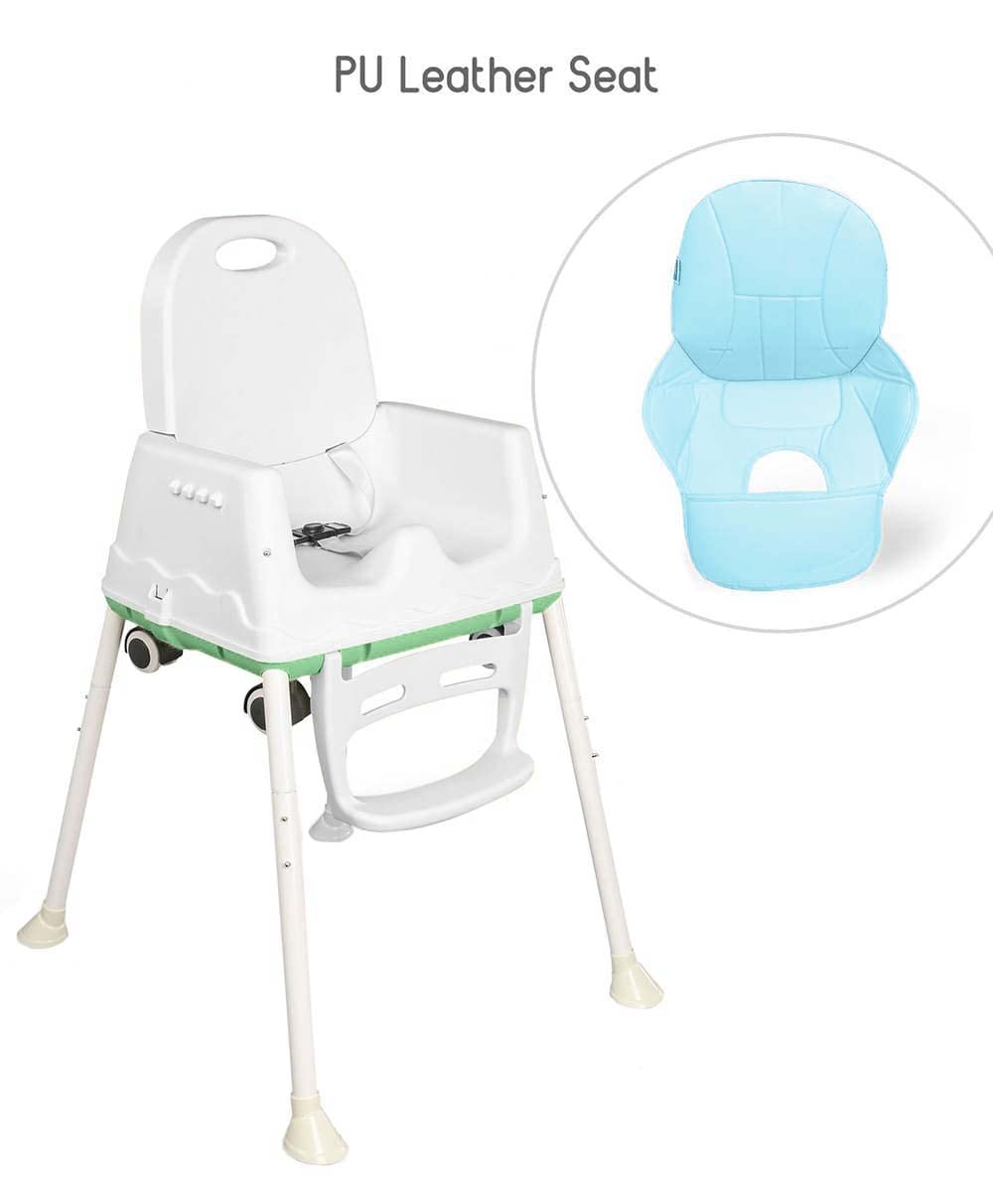 SYGA High Chair for Baby Kids,Safety Toddler Feeding Booster Seat Dining Table Chair with Wheel and Cushion(Green)