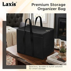 LAXIS 2 Pack 85 L Multi-Purpose Underbed Storage Box | Clothing Storage Organiser | Toy Storage Organiser | Heavy Duty Storage Boxes for Linen Sheets, Blanket, Clothing (Black,51x36.8 x40.5 cm)