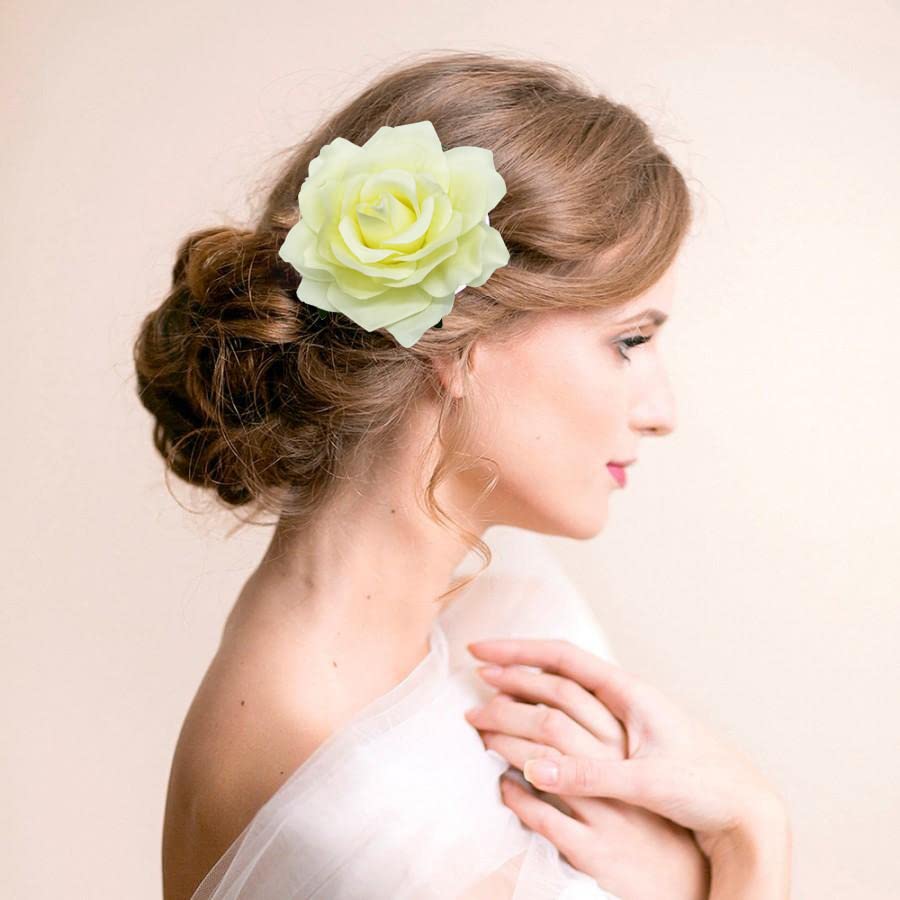 SYGA 2pcs Rose Flower Hair Clip Women Flower Brooch Pins Hair Barrette Artifical Hair Flower Accessories for Lady Girl Party Beach Wedding Bridal - Darkk Pink