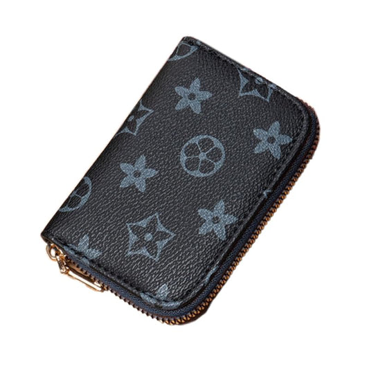 SYGA New Chex Design Card Bag Fashion Multi-Card Business Card Bag Zipper Coin Purse Card Holder Supports(Star-Grey-Style-2)