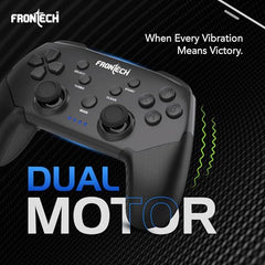 FRONTECH Fire Wired Gaming Pad with USB Type-C, Dual Vibration Motors, RGB Lighting, Trigger Button, Compatible with PS3, PC & Android TV (GP-0001, Black)