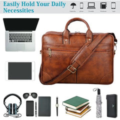 Hard Craft Vegan Leather Office Laptop Messenger and Shoulder Side Sling Hand Bag For Men Corporate Executive Briefcase Bag For Man Supports Laptop Upto 15.6 inches