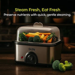 Glen Electric Kettle with Steamer 1.5L, 600W | Multipurpose Kettle for Tea, Coffee, Milk, Eggs, Soup & Noodles | Egg Boiler, Food Steamer, Dual Heat Settings, Auto Shut-Off SA9016 MCK