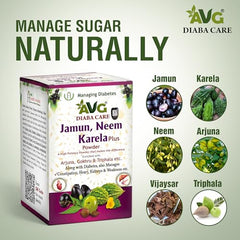AVG Health Organics Diaba Care Karela Jamun Neem Powder 200g | Pack of 4 | Diabetes Control Ayurvedic Supplement with Arjuna, Gokhru & Triphala | Helps in Relieving Constipation | AYUSH & GMP Certified