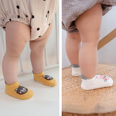 MOMISY Animal Pattern Cotton Non-Slip Ankle Socks, 6 Pairs, Toddler Baby Boys Girls, Warm Anti-Skid Infant Socks (IN, Age, 0 Months, 12 Months, Animal/)