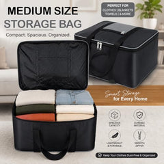 Storite 2 Pack Moisture Proof Nylon Underbed Storage Bag For Clothes Large | (54 x 46 x 28 cm) - BlackRed, Rectangular