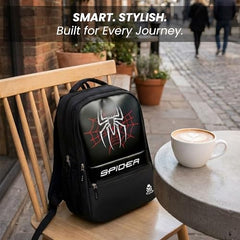 HACKER Laptop Backpack for Men & Women | Stylish Spider Printed Backpack | Durable School, College & Office Bag | Spacious Travel Backpack with Padded Laptop Compartment & Adjustable Straps