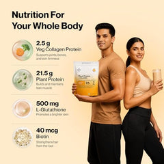 Setu Plant Protein + Veg Collagen | 24g Protein with Glutathione & Biotin | Pea & Rice Isolate | For Muscle, Skin & Hair | Protein Powder for Men & Women | Alphonso Mango Flavour | (1 Sachet Single Serve)