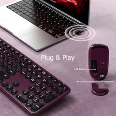 COVEVA Wireless Keyboard and Mouse Combo, 2.4GHz Wireless (Khaki)