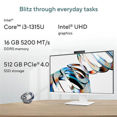 ASUS AiO V470,13th Gen Intel Core i3-1315U, 27" FHD,100Hz,All-in-One PC(16GB RAM/512GB SSD/Windows 11/Office 24/Retractable Camera/Wireless Keyboard & Mouse/M365 Basic (1Year)*) V470VAB-KWPE002WS