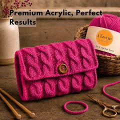 Classyo Acrylic Yarn for Crocheting (100gms x 1 Ball, 4ply) | Soft Wool Crochet Thread | Acrylic Hand Knitting Yarn | Wool for Crochet | For Sweater, Scarf, Hat, Baby Clothes, Purse, Gift Bags and DIY Crafts (Butter, Pack of 1)