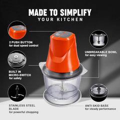 Sujata Chopcraft Electric Chopper 900ml, Vegetable Chopper for Kitchen | Dual Speed | 3200 RPM High Speed Motor | Stainless Steel Blades | Chop, Mince, Whip & Blend | Black