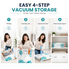The Better Home Vacuum Storage Bags Medium Size with Hand Pump (Pack of 5) | 70x50cm Fresh, Odor-Free Compression Bags for Clothes, Blankets & Bedding | Space Saver Airtight Storage Organizer