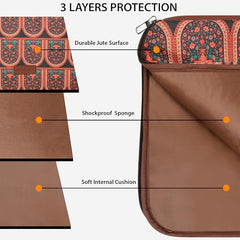 Tabelito Laptop Sleeve Bag 13" to 15.6 inch for Women Jute and Vegan Leather Office Everyday Handbags