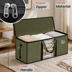 Storite Jumbo Super-Size 81 L Canvas Moisture Proof Heavy Duty Storage Bag | for Toys/Stationery/Blankets/Clothes/Moving Bags MultiPurpose With Strong Reinforced Handles Rectangular Cream (87x26x36 cm)