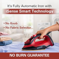 Hamilton Beach Helios, No burn with Isense, 3-in-1 Iron, 120g Turbo Steam | 120g Turbo Steam, 30g Continous Steam, Steam Iron for Clothes, No Fabric Selector