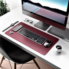 V-CUBE DESIGNS Premium Vegan Leather Desk Mat 90X45cm 2.4mm Thick&Padded|Laptop Mat/Extended Mouse Pad/Stitched, Reversible, Sturdy Deskspread with High Tear/Peel Strength|Anti-Slip,Splash-Proof|Blue