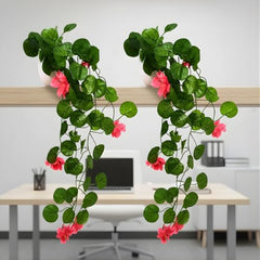 fancymart Artificial Flower Plant Home Décor with Small Size Pot | Pack of 2 | Plant Hanging for Home Decor | Office Decor (DESIGN-01)