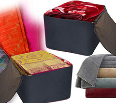 Storite 2 Pack Moisture Proof Nylon Underbed Storage Bag For Clothes Large | (54 x 46 x 28 cm) - BlackRed, Rectangular