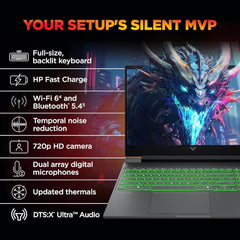 HP Smartchoice Victus, 14th Gen Intel Core i5-14450HX, 6GB RTX 3050, 24GB DDR5(Upgradeable) 512GB SSD, 144Hz, 300 nits, 15.6''/39.6cm, Win11, Office 24, Mica Silver, 2.3kg, fa2303/15tx, Gaming Laptop