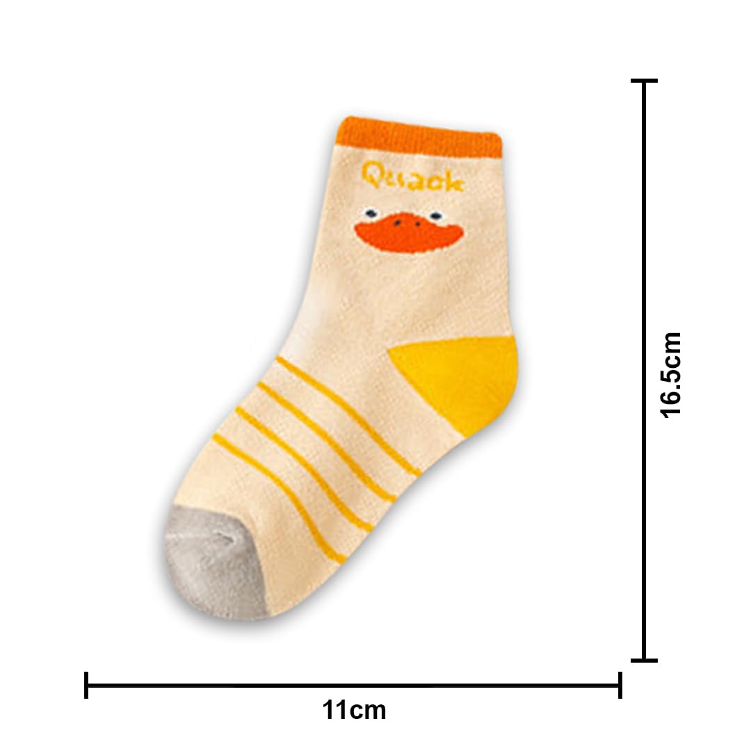 SYGA 5 Pairs Baby Girl & Baby Boy Socks, Toddlers Infant Cotton Warm Stretch Crew Socks with Duck Design, Suitable for 9 Months to 2 Years baby